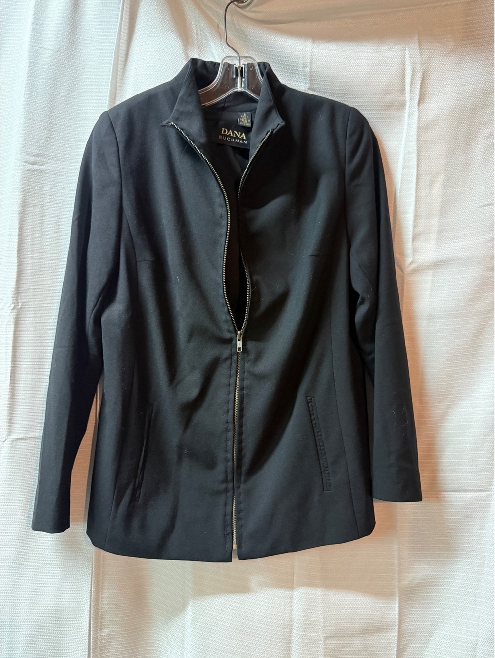 Dana Buchman Women's Black Wool Blend Zip-Up Suit Jacket Size 6